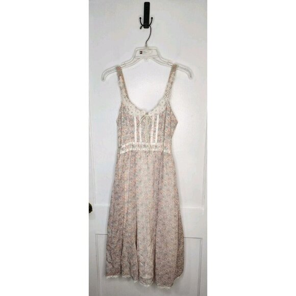 Gunne Sax Dresses & Skirts - Sz Small Vintage Gunne Sax Romantic Pink Floral Corset Lined Prairie Dress Lace